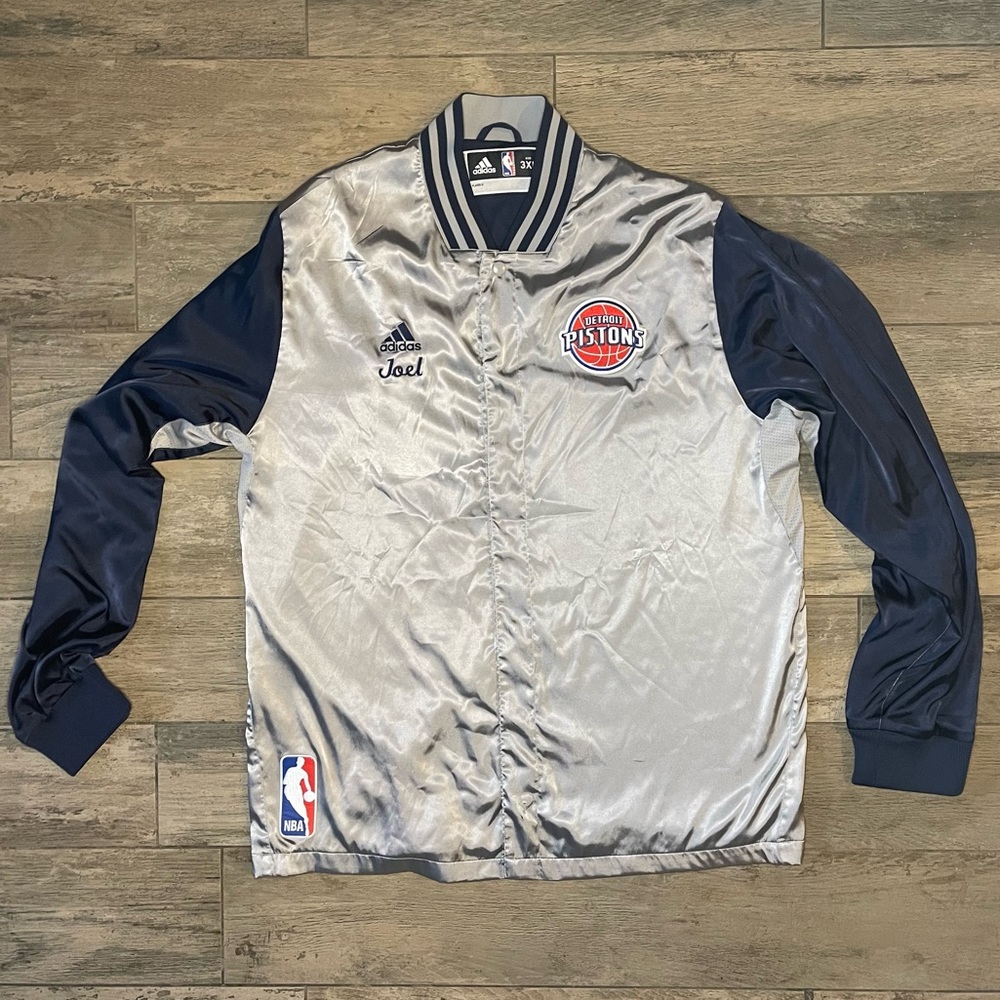 Detroit Pistons NBA Authentic Game Issued Joel Anthony Chrome Warm Up Jacket